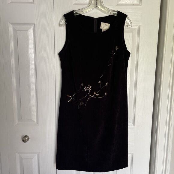 Vintage 90's Vision Apparel Black Dress Womens Size 8 Faux Suede Sleeveless - Picture 16 of 16